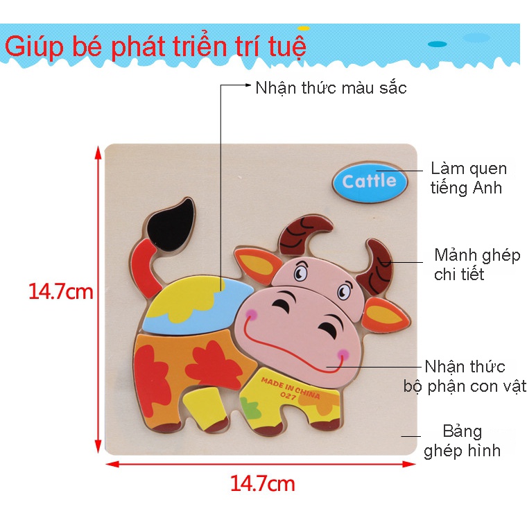 Tranh Ghép Hình 3D Nổi, Nhiều Hình Ngộ Ngĩnh, Giúp Bé Phát Triển Trí Tuệ