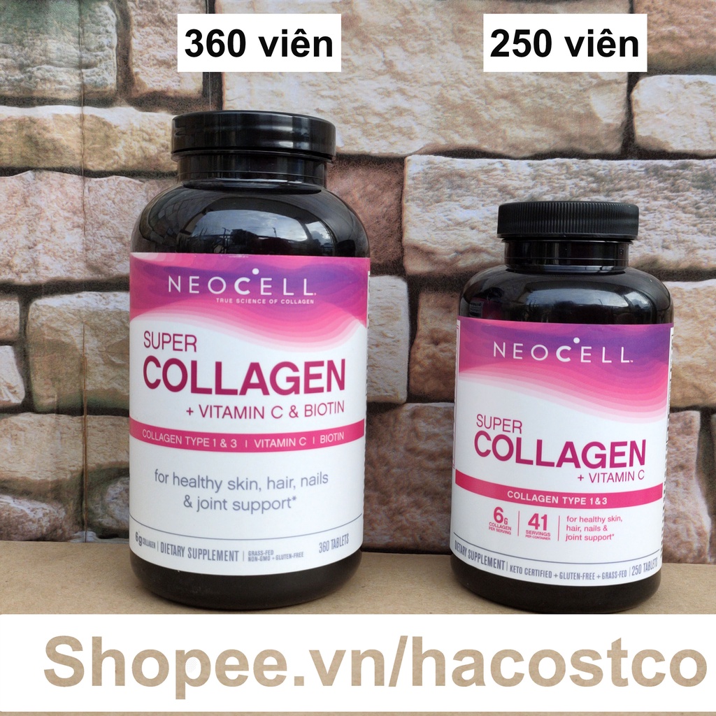 [Mã COSDAY giảm 8% đơn 150K] Viên Uống Super Collagen Neocell +C 6000 Mg type 1 - 3 Neocell 360 và 250 viên