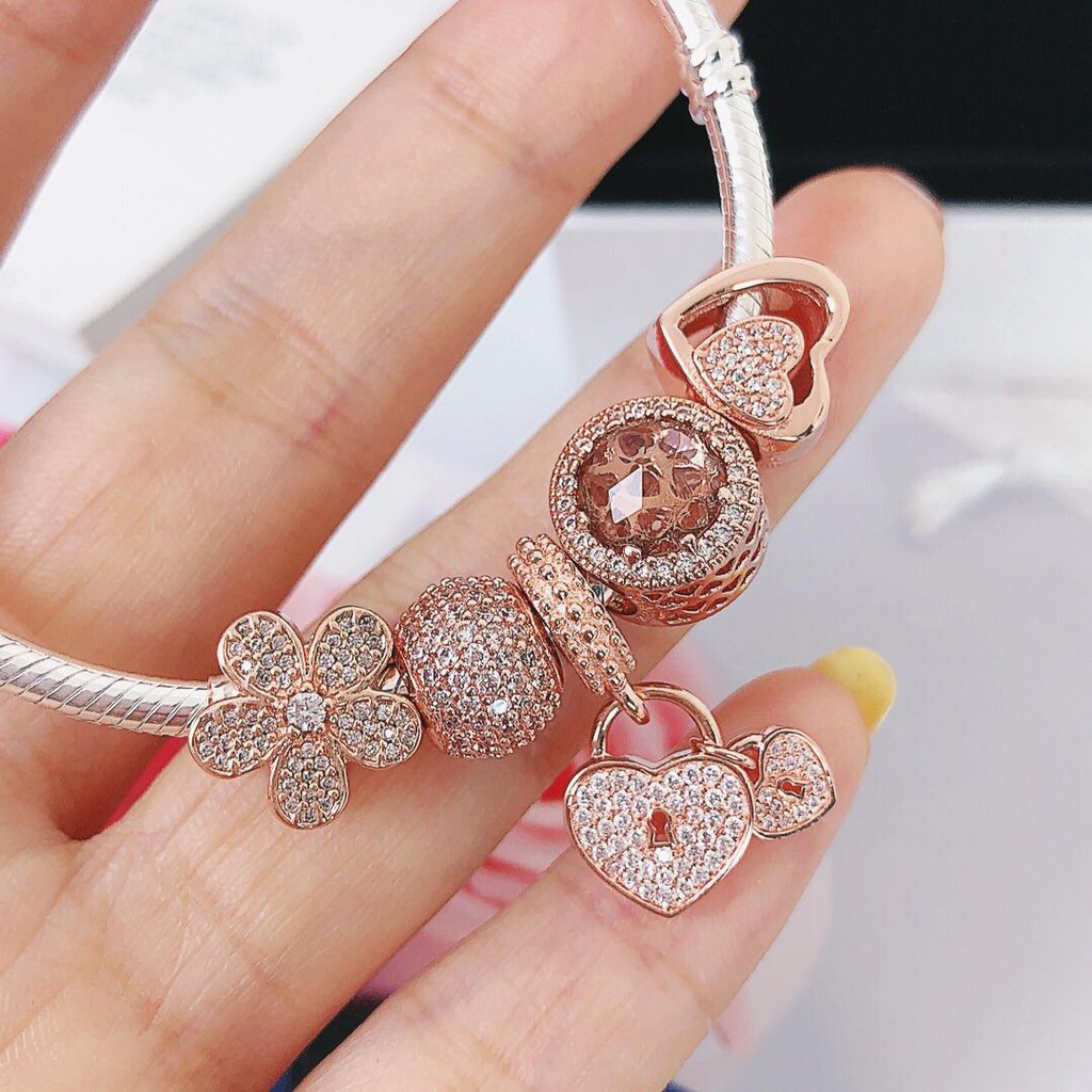 Pandora Mặt Dây Chuyền Bạc S925 Hình Trái Tim Kèm Hộp Diy 100%