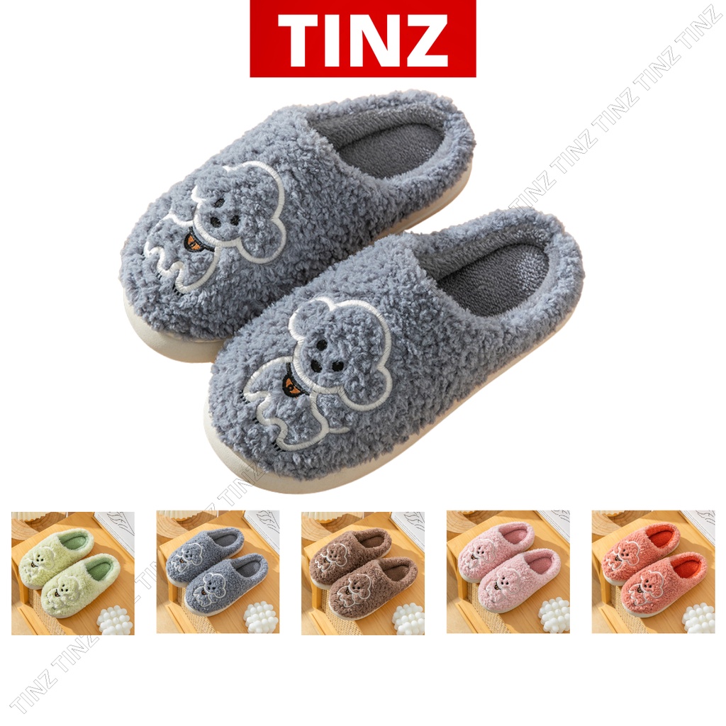 Dép bông, dép lông đi trong nhà nữ nam mùa đông quai ngang hình thú cute đế cao su TINZ|Mã Chopoodle