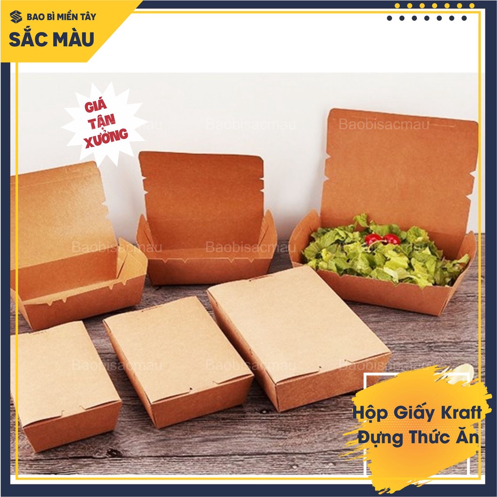 20 Hộp giấy kraft nắp ngang đựng salad, thực phẩm