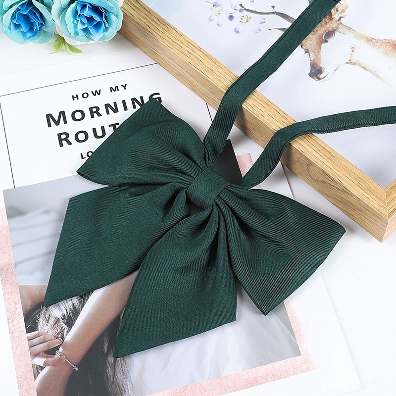 Nơ Cài Áo Đồng Phục Màu Trơn Kiểu Dáng Dễ Thương Cho Nữ