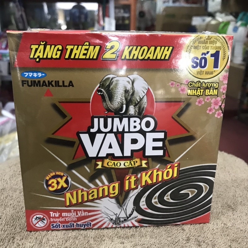 10 Hộp nhang đuổi muỗi ít khói Jumbo Vape mỗi hộp có 10 khoanh tặng thêm 2 khoanh