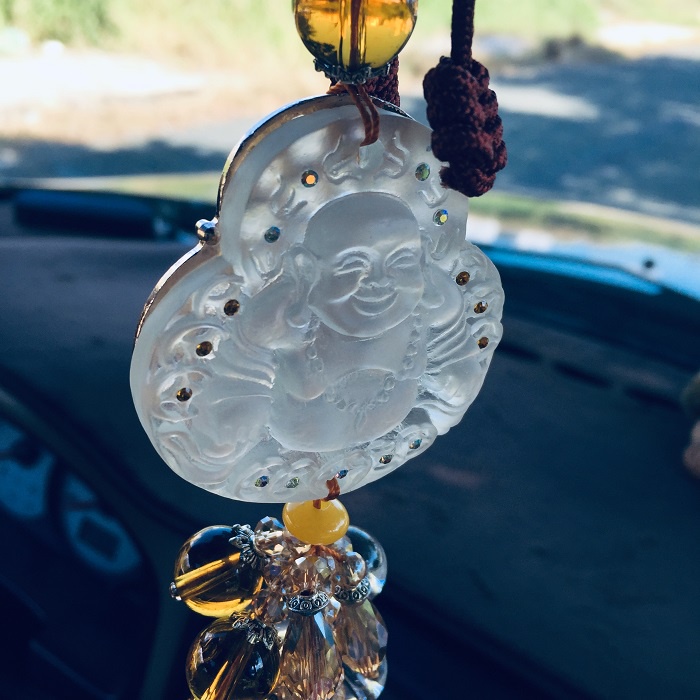 Dây Treo Kính Hậu Xe ô tô, Xe hơi, Xe tải, Chất liệu Pha Lê tinh khiết, mang lại bình an, may mắn, Kèm hộp lót Nhung