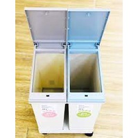 Thùng rác phân loại 2 ngăn, ngăn rác hữu cơ, ngăn rác vô cơ, nhựa nguyên sinh an toàn sức khỏe