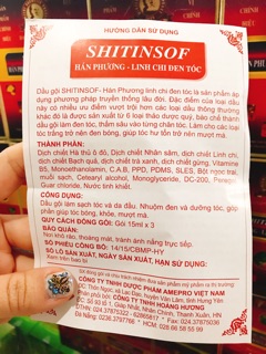 Combo dầu gội đen tóc shitinsof Hán Phương Linh Chi đen tóc