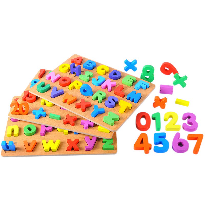 Trò chơi ghép hình chữ và số ba chiều bằng gỗ YYQ.43 cho bé giáo dục sớm nhận thức toán học bảng chữ cái nắm bắt đồ chơi