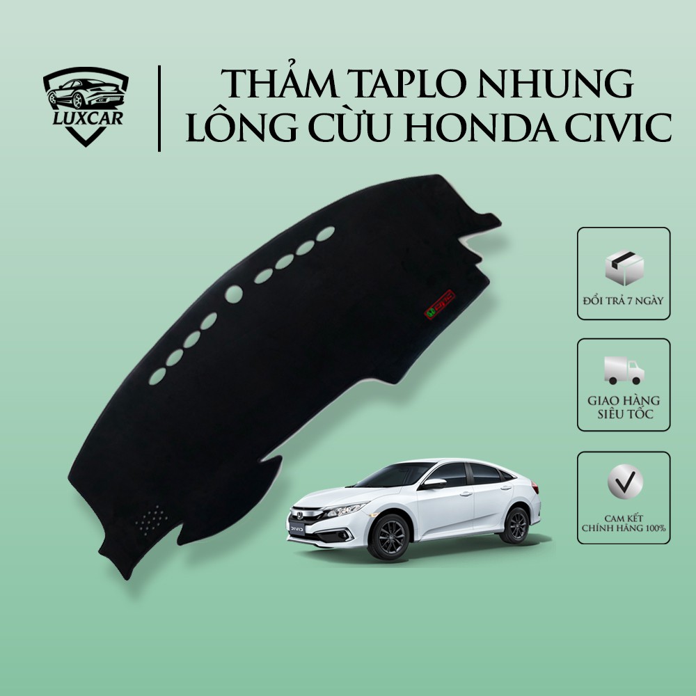 Thảm Taplo Nhung Lông Cừu xe HONDA CIVIC đời 2007 đến 2020 LUXCAR cao cấp