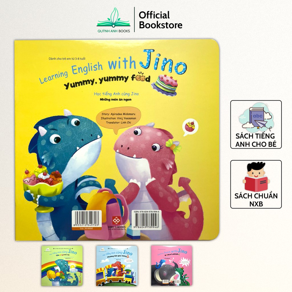 Sách - Học tiếng anh cùng Jino nhiều chủ đề cho bé từ 3-8 tuổi (Bộ 4 quyển) - NPH Đinh Tị