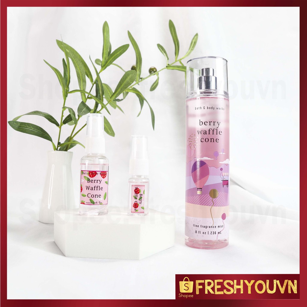 Berry Waffle Cone - Xịt thơm toàn thân body mist Bath & Body Works khác  _ BST Summer Escape - Ngọt