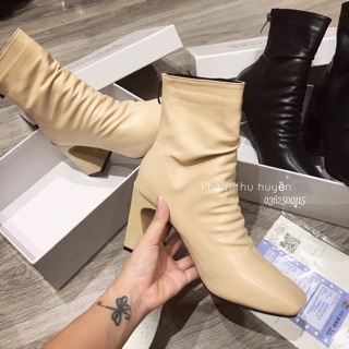 Bốt nhăn nhúm gót vát