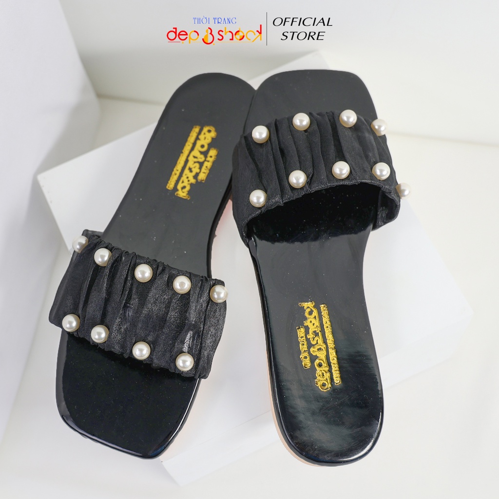 Dép nữ đi biển quai ngang bèo nhún nhúm thời trang có size lớn 41 42 43