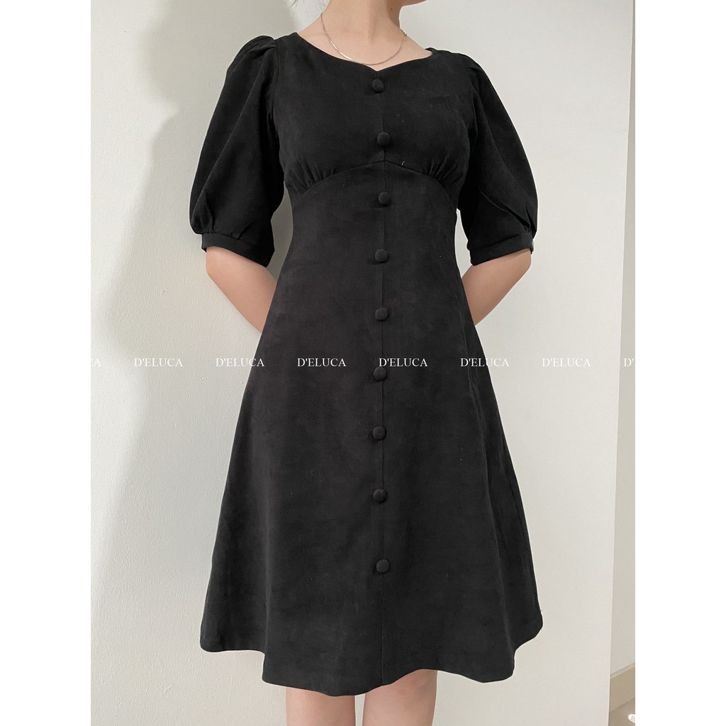 [Hình+Video Thật] Váy Nhung Tăm Cúc Bọc Vải - Đầm Dáng Xòe Tay Phồng Đáng Sắm Nhất Mùa Hè Này | BigBuy360 - bigbuy360.vn