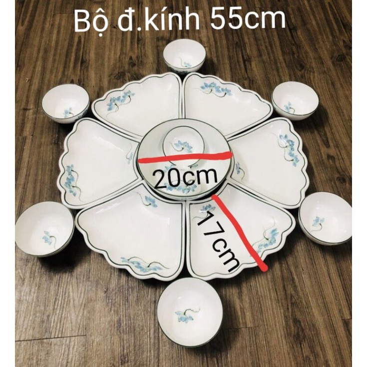 Bộ bát đĩa Hoa mặt trời đ.kính 45cm và 55cm.Hàng gốn sứ Bát Tràng.