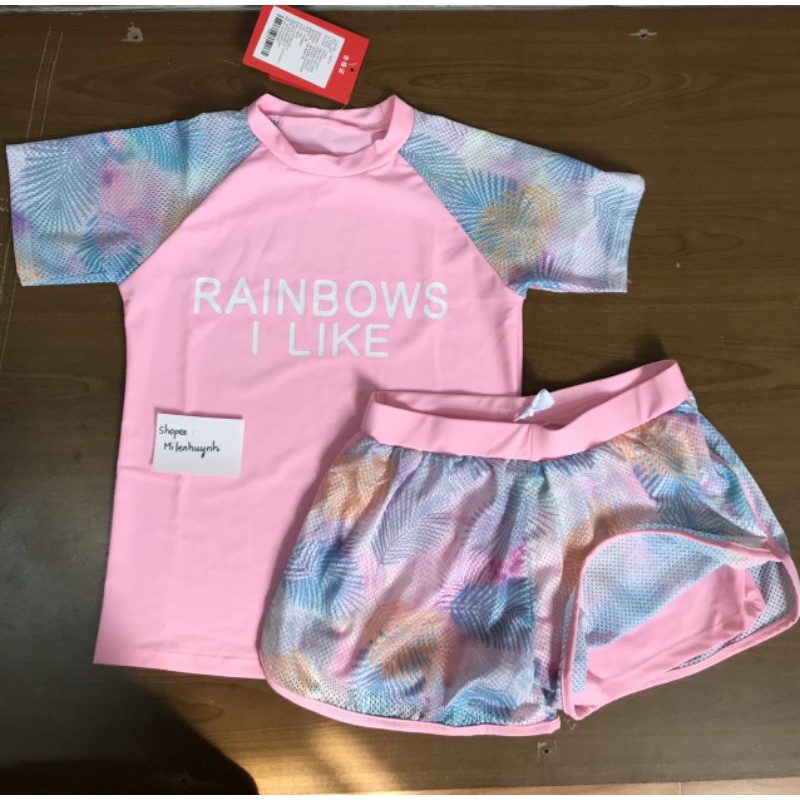 Sét đồ bơi quần rời áo rời bé gái YY5545 mẫu Rainbows I Like