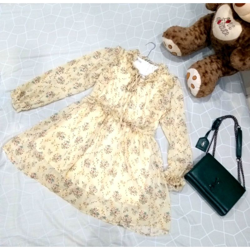 Đầm babydoll váy babydoll hoa nhí cổ tiểu thư size S M