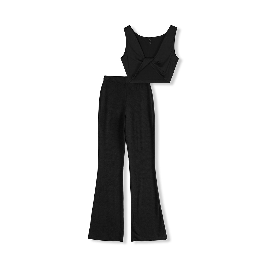 Set Nữ Croptop Chest Twisted , Chất Vải Thun Gân Mịn Thoải Mái , WSD000391 ,SOMEHOW