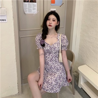 Đầm tím hoa nhí ulzzang ( Có sẵn)
