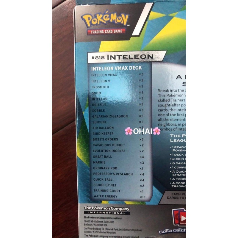 [CÓ SẴN] Bộ Thẻ Bài League Battle Deck Pokemon Inteleon VMax Chính Hãng 100%