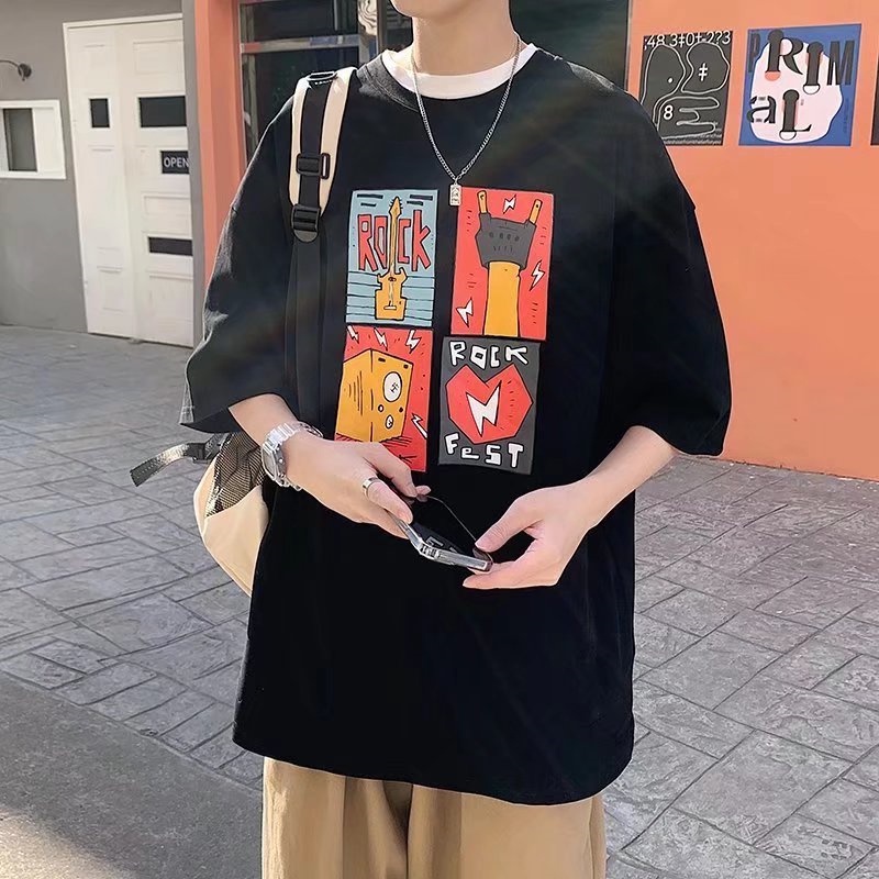 Áo Thun Tay Ngắn Dáng Rộng In Chữ Phong Cách Hip Hop Đường Phố Hàn Quốc Thời Trang Cho Nam Và Nữ [M-8XL]