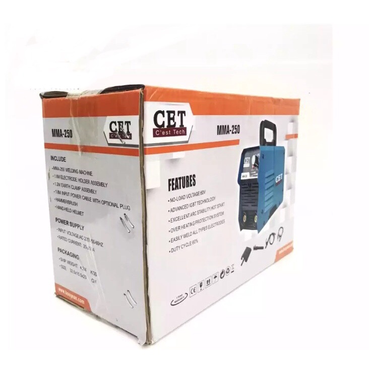 Máy hàn điện tử chuyên que 3ly2 CET MMA250 chính hãng - bảo hành 12 tháng - đầy đủ phụ kiện đi kèm