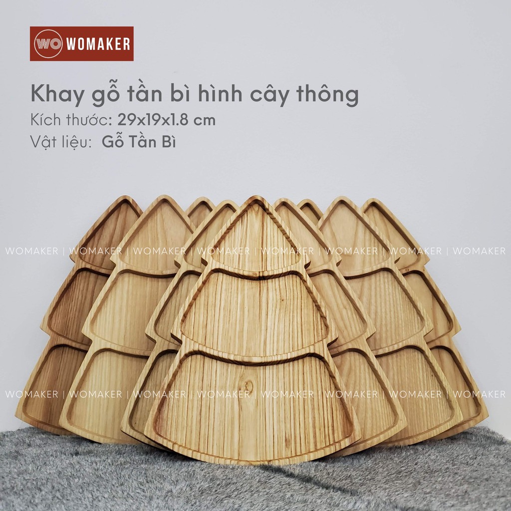 Khay Gỗ 3 Ngăn Hình Cây Thông Bằng Tần Bì Nguyên Khối Đựng Thức Ăn Trang Trí Decor Quán Chụp Ảnh Sản Phẩm