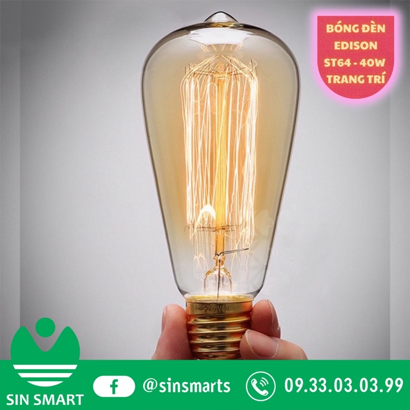Bóng đèn Edison Vintage SIN 40W E27 đèn sợi đốt
