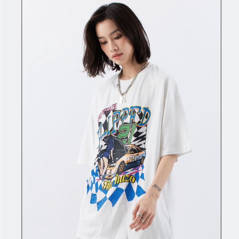 Áo thun tay lỡ form rộng nam nữ unisex oversize XE HƠI N84