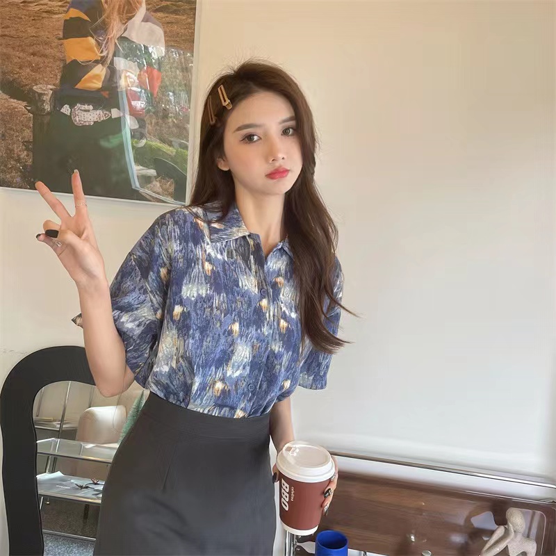 SUXI Áo Sơ Mi Tay Ngắn Dáng Rộng Thiết Kế Đơn Giản Thời Trang Mùa Hè Cho Nữ