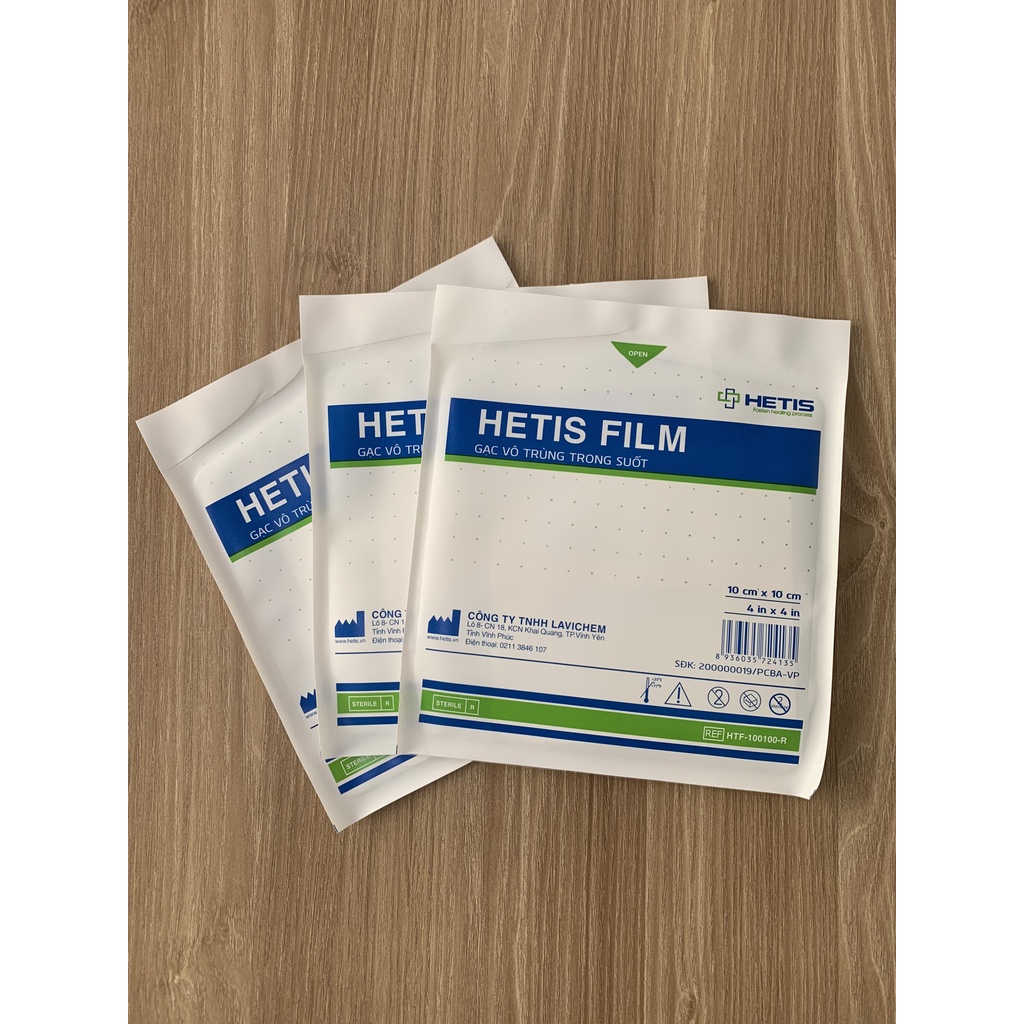 Gạc film trong suốt có keo dính giúp cố định gạc,bảo vệ hình xăm, chống nước Hetis Film  HTF