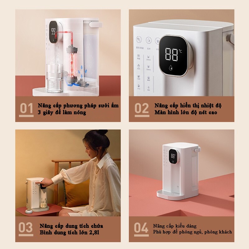 Máy Đun Nước Nóng Tức Thì Làm Nóng Chỉ Với 3 Giây Xiaomi Jmey T2, Bình Siêu Tốc Để Bàn Văn Phòng, Phòng Ngủ, Phòng Khách
