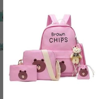 BALO GẤU BROWN 5 món,balo thời trang nữ giá rẻ