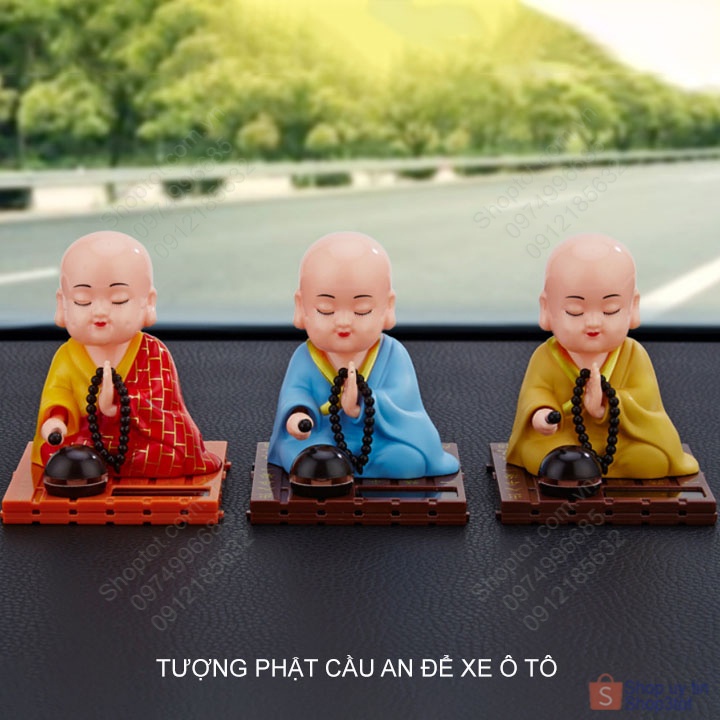 Tượng phật cầu bình an để xe hơi năng lượng mặt trời