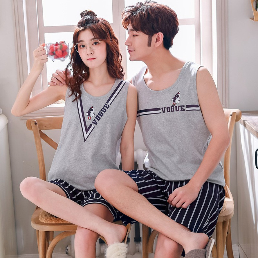 [shiping in 24h!] Bộ đồ ngủ nữ Bộ đồ ngủ áo vest mặc nhà mùa hè quần short pijama phiên bản Hàn Quốc áo lửng không tay Bộ quần áo