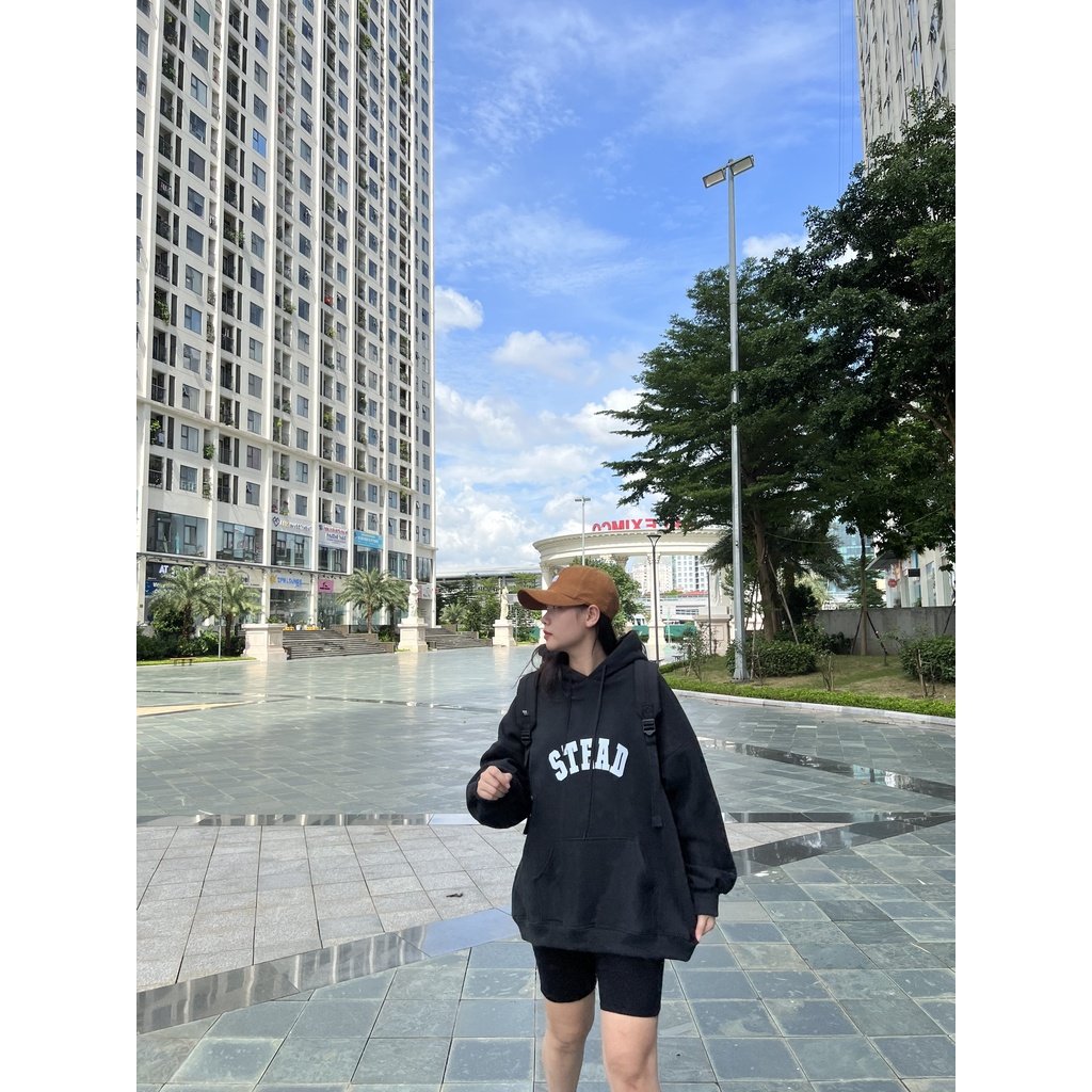Áo Hoodie Nỉ Ngoại Stead PEONYB Unisex [FREESHIP] Sweater mũ 2 lớp form rộng tay bồng kiểu dáng đường phố hàn quốc basic