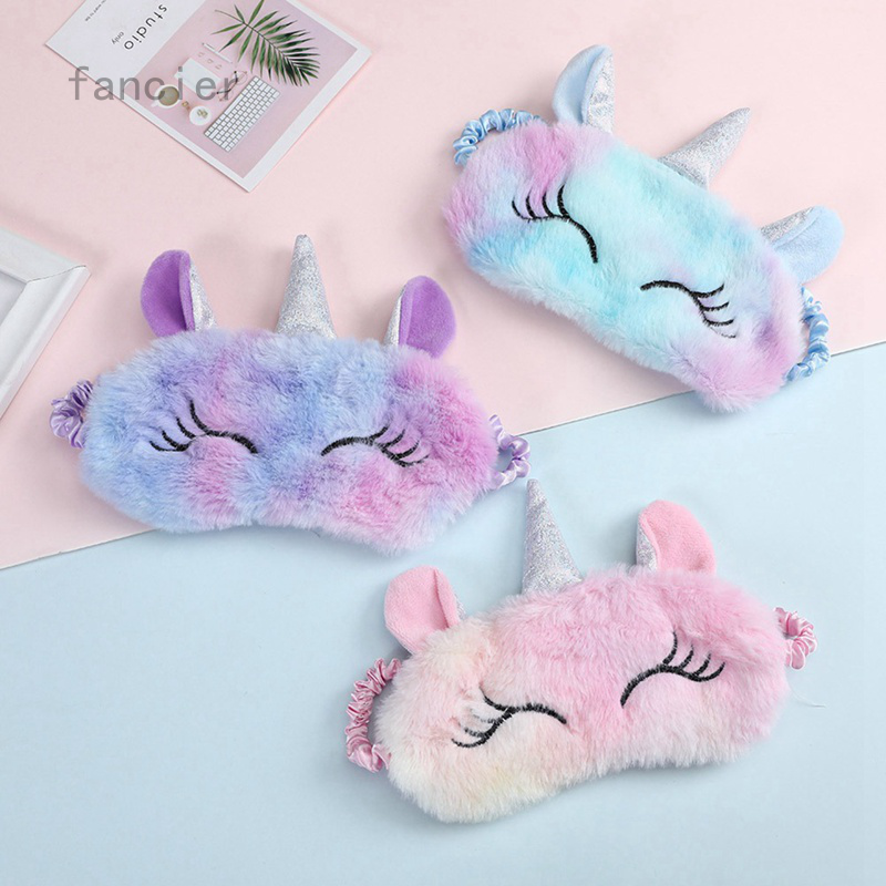 Mặt nạ che mắt khi ngủ thiết kế hình ngựa một sừng dễ thương cho bé gái