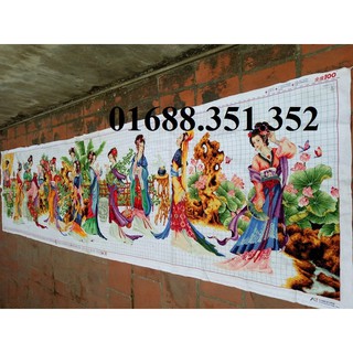 Tranh thêu thành phẩm 12 cô tiên 21719 340x80cm