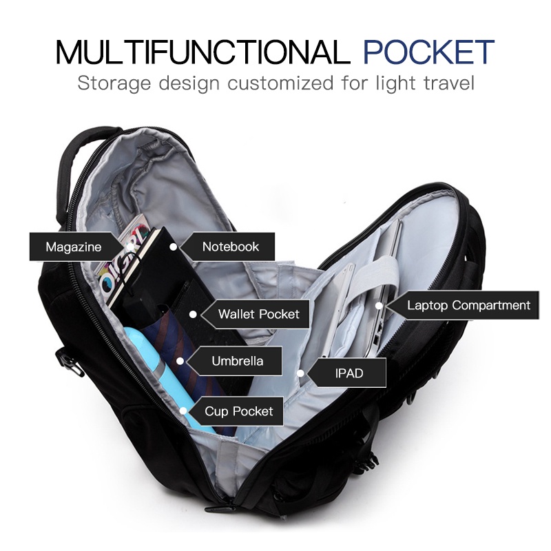 Balo OZUKO cứng chống thấm nước kiểu dáng thời trang dành cho thanh thiếu niên