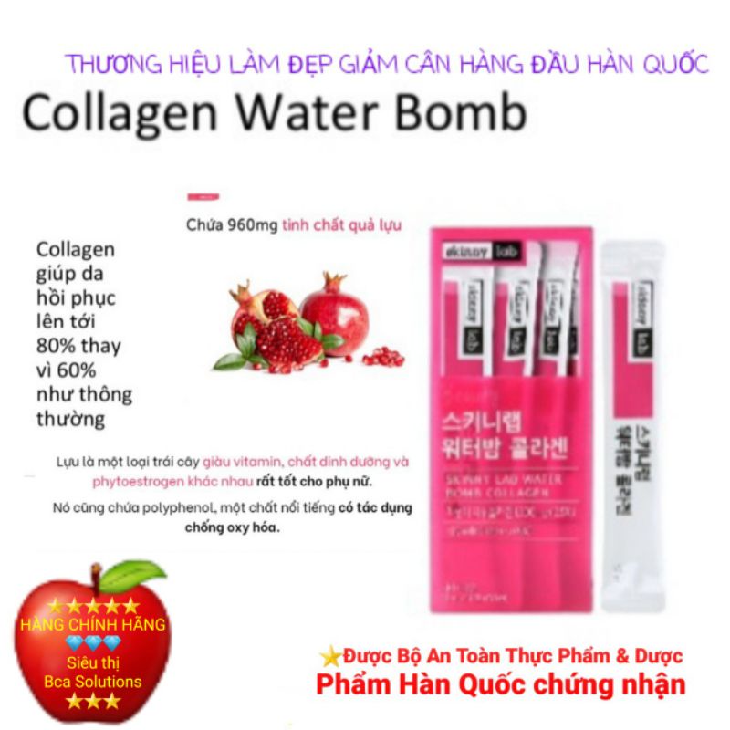 Bổ sung Collagen, chống oxy hóa Water Bomb Collagen 14 gói. Skinny Lab thương hiệu giảm cân làm đẹp hàng đầu Hàn Quốc