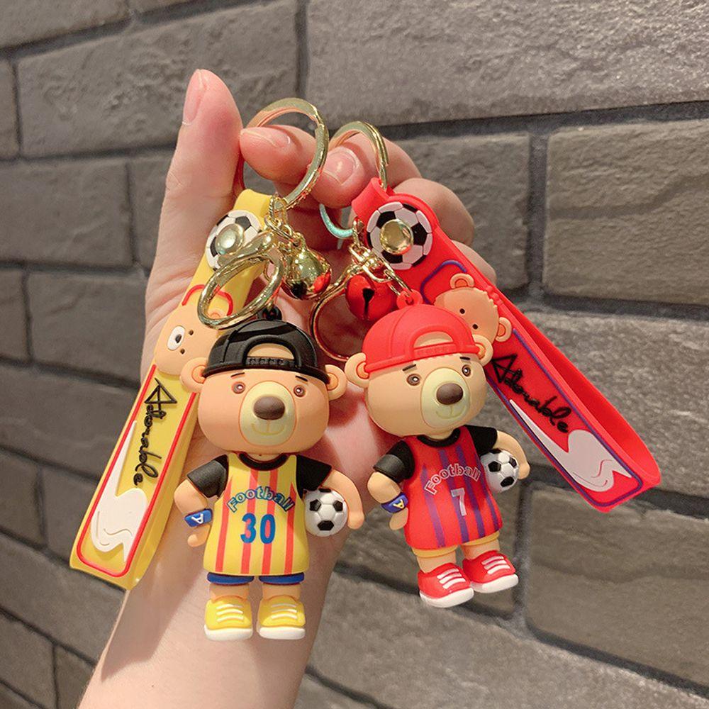 Móc Khóa Hình Quả Bóng Đá / Gấu Bông Hoạt Hình Bằng Nhựa Dễ Thương