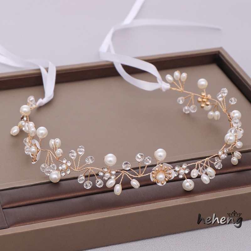 Băng Đô Cài Tóc Đính Đá Và Ngọc Trai Nhân Tạo Lấp Lánh Thời Trang Mới Cho Cô Dâu