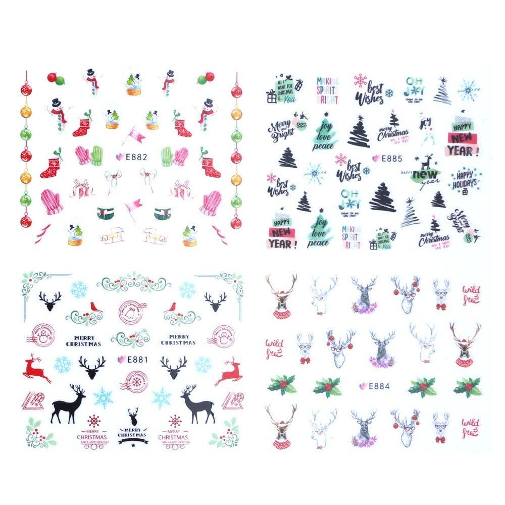 Miếng Dán Trang Trí Móng Tay Họa Tiết Bông Tuyết Giáng Sinh