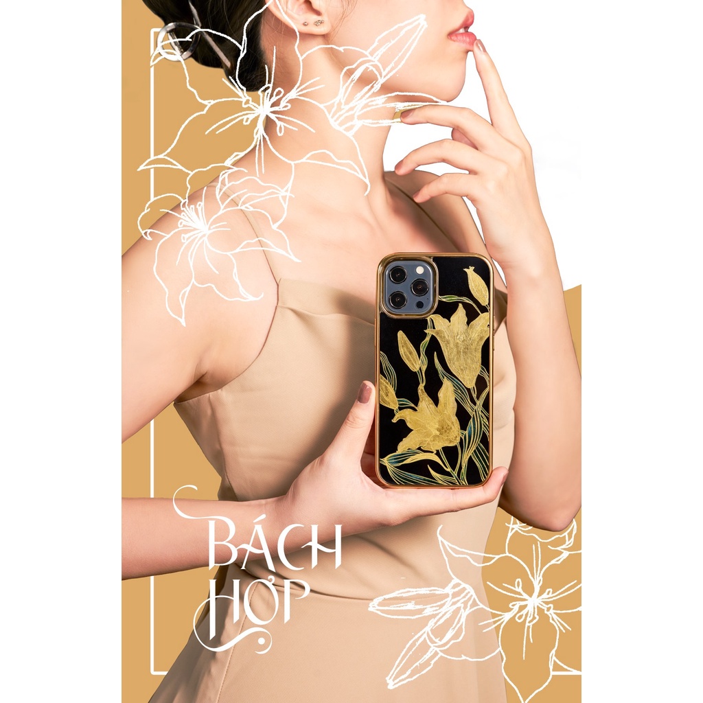 Ốp điện thoại cho iPhone 13 Pro / 13 Pro Max mẫu Bách Hợp thương hiệu La Sonmai