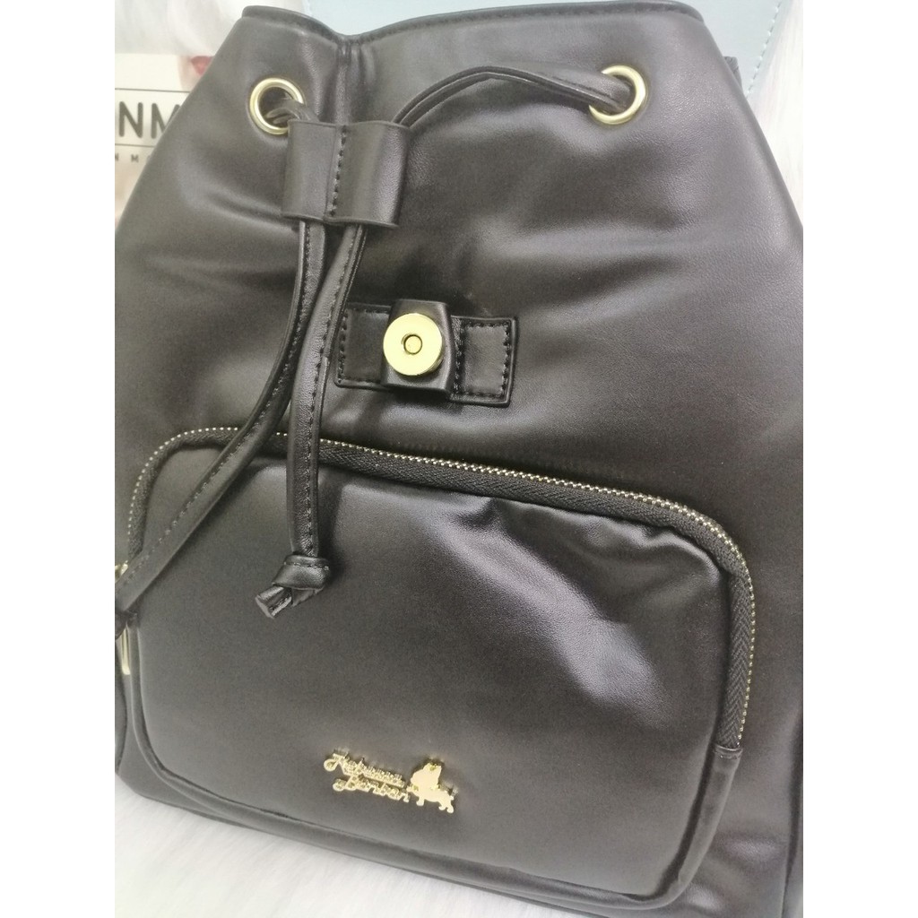 Ba lô phối màu xanh ngọc và đen PU #RebeccaBonbon chú cún Nhật Bản