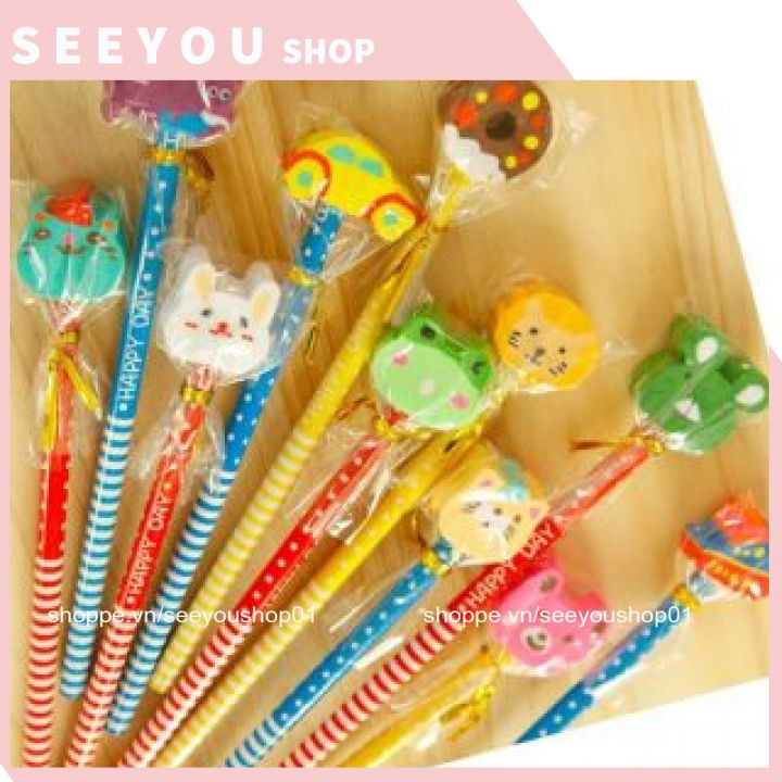 Tổng hợp 10 mã Bút chì đầu tẩy , chì kim , chì trống , chì khúc nhân vật hoạt hình đáng yêu