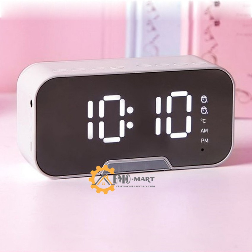 Đồng hồ báo thức 💥 BH 12 Tháng 💥 Kiêm loa bluetooth, Mặt gương, Pin Sạc, Nghe nhạc kèm nghe đài radio