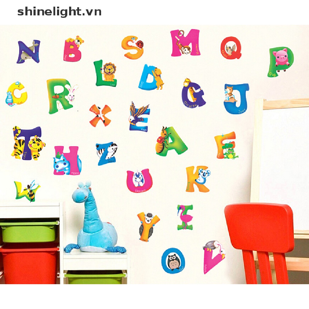 Giấy Dán Tường PVC Hình Bảng Chữ Cái A-Z Trang Trí Phòng Bé