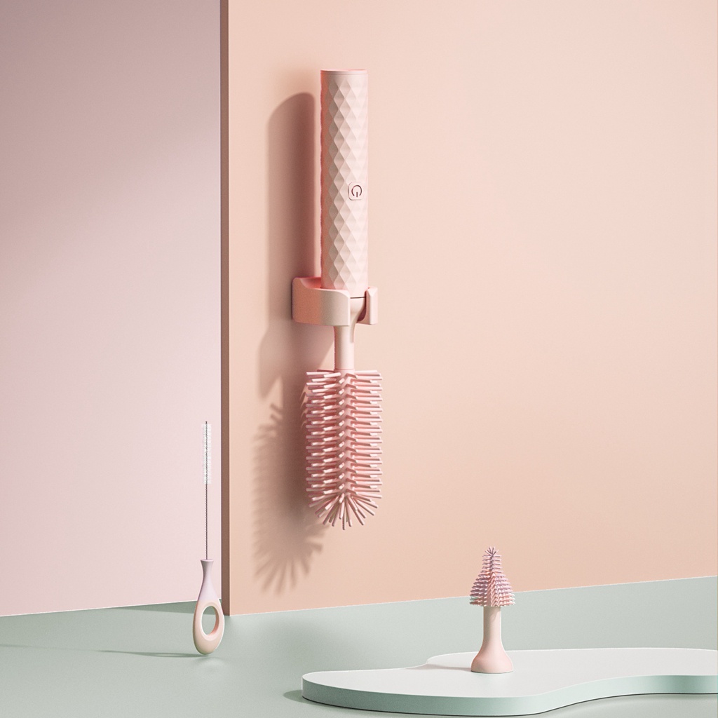 Bàn Chải Điện Vệ Sinh Bình Sữa Em Bé Bằng Silicone Tiện Dụng