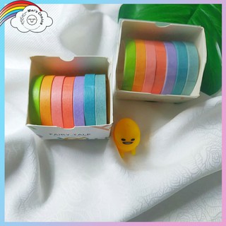 Bộ 7 cuộn băng dinh washi tape màu cầu vồng