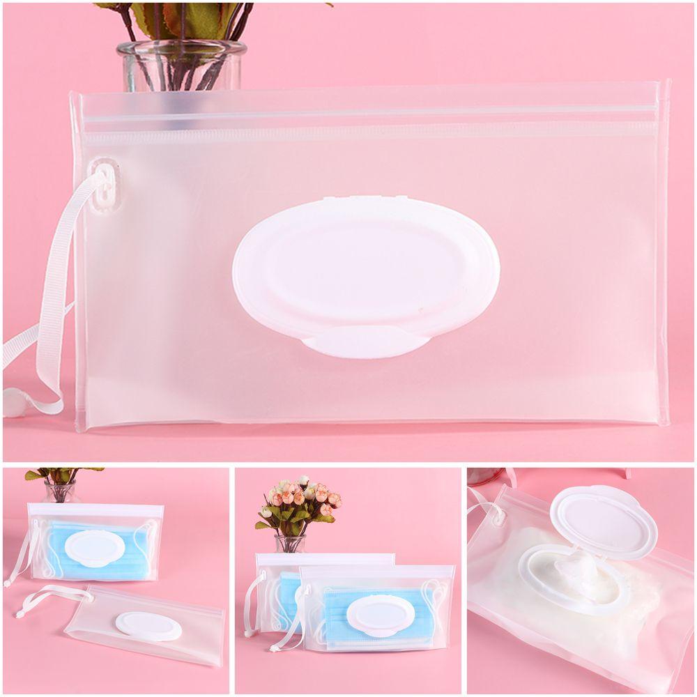 Bebetterm 1Pc Reusable Wet Wipe Bag Transparent Eco-Friendly Plastic Snap Strap Clamshell Box   Case